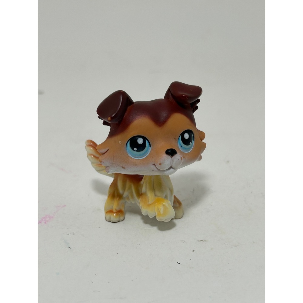 Littlest Pet Shop Collie 58 Tan White Blue Eyes Dog Vintage Hasbro 2004 Toy